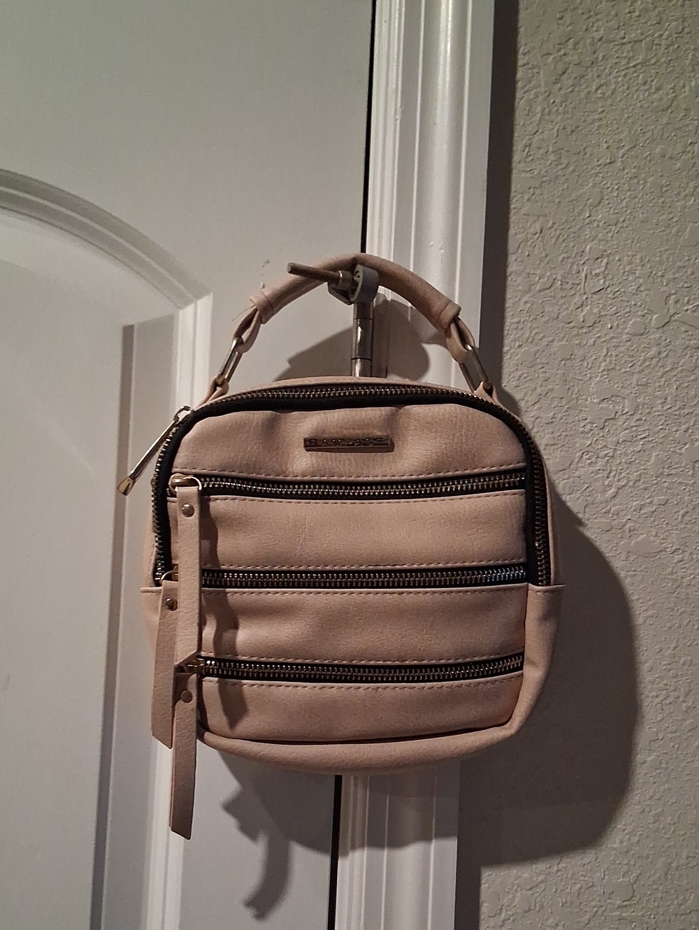 Rampage Beige Mini Crossbody Bag with Triple Zipper Detail